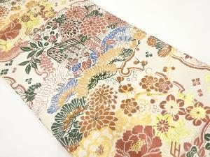 アンティーク　御所車に松菊模様織出し丸帯（材料）